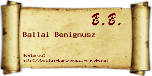 Ballai Benignusz névjegykártya